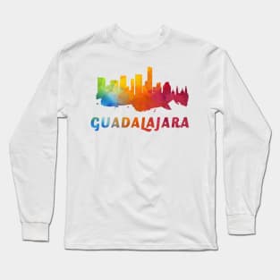 Guadalajara Skyline Watercolor Style Long Sleeve T-Shirt